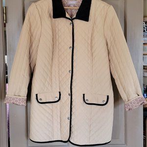 CHICO'S Tan 3/4 length Quilted Jacket Outerwear w/multi-color lining - Size M/L